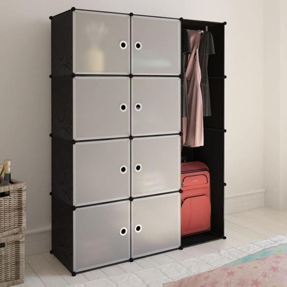 The Living Store Armoire modulaire avec 9 compartiments 37×115×150 cm Noir et blanc