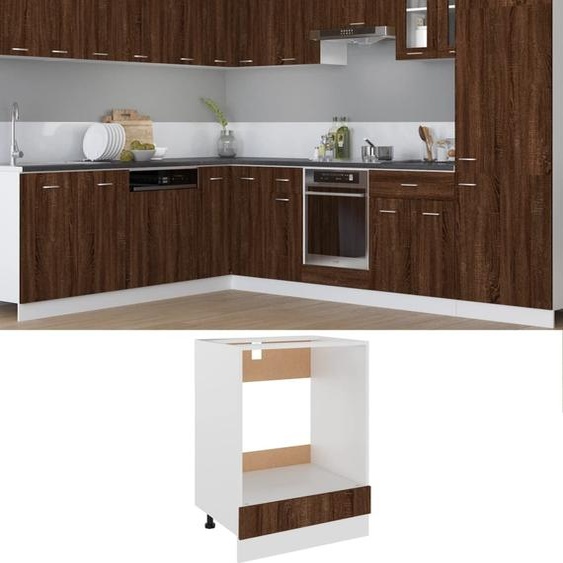 The Living Store Armoire pour cuisinière aspect chêne brun 60x46x81,5 cm Matériau dérivé du bois