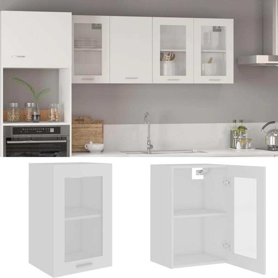 The Living Store Armoire suspendue en verre blanc 40x31x60 cm Bois composite