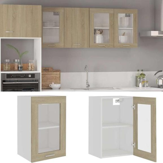 The Living Store Armoire suspendue en verre Chêne Sonoma 40x31x60 cm Matériau dérivé du bois