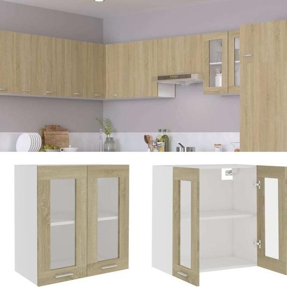 The Living Store Armoire suspendue en verre Chêne Sonoma 60x31x60 cm Matériau dérivé du bois