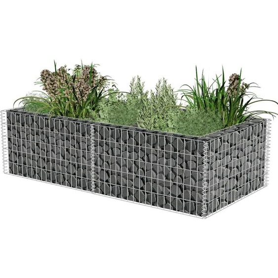 The Living Store bac à plantes panier en pierre 180×90×50 cm