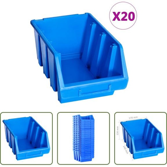 The Living Store Bacs gerbables 20 pcs. Bleu Plastique