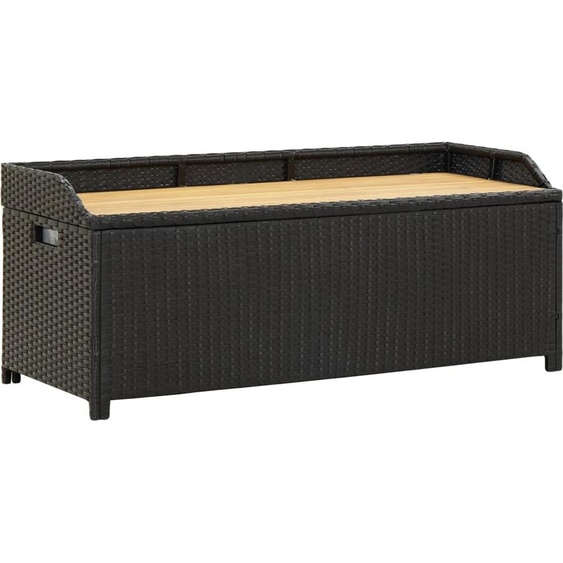 The Living Store Banc avec espace de rangement 120 cm Poly rotin noir