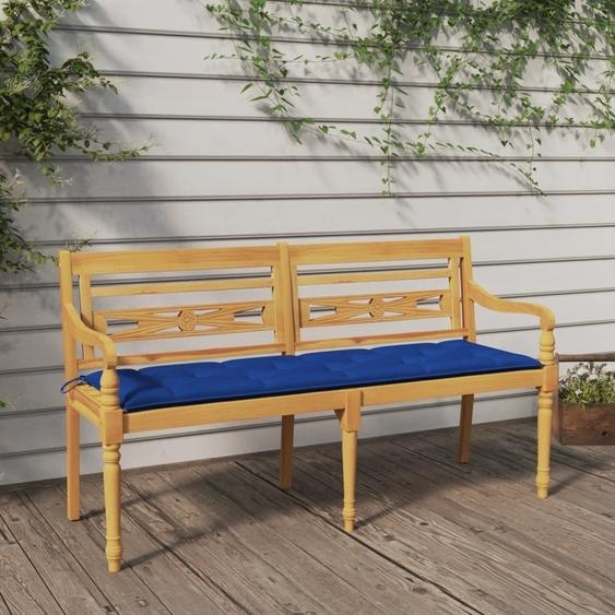 The Living Store Banc Batavia avec coussin bleu 150 cm teck massif