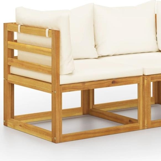 The Living Store Banc de jardin 2 places avec coussins blanc crème