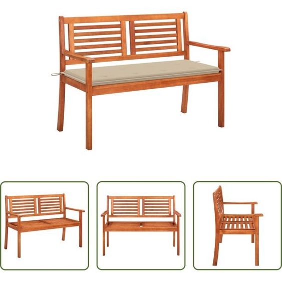The Living Store Banc de jardin 2 places avec support 120 cm bois massif eucalyptus