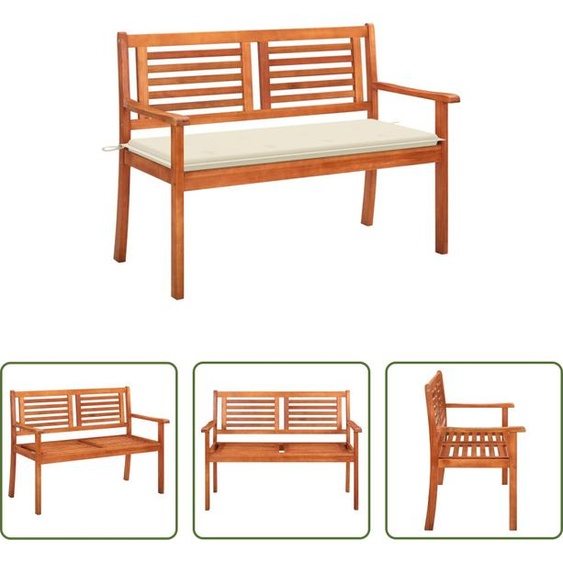 The Living Store Banc de jardin 2 places avec support 120 cm bois massif eucalyptus