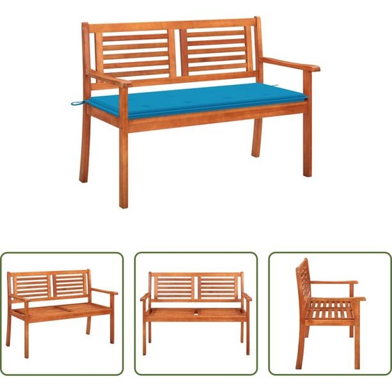 The Living Store Banc de jardin 2 places avec support 120 cm bois massif eucalyptus
