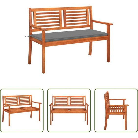 The Living Store Banc de jardin 2 places avec support 120 cm bois massif eucalyptus
