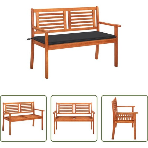 The Living Store Banc de jardin 2 places avec support 120 cm bois massif eucalyptus