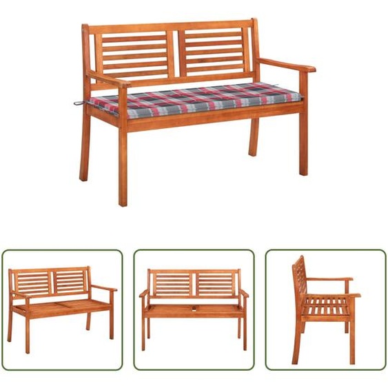 The Living Store Banc de jardin 2 places avec support 120 cm bois massif eucalyptus