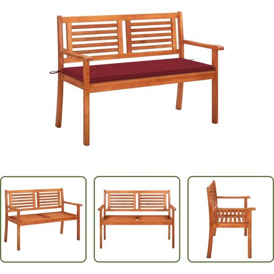 The Living Store Banc de jardin 2 places avec support 120 cm bois massif eucalyptus