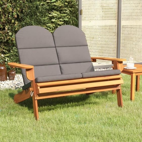 The Living Store Banc de jardin Adirondack avec coussin 126 cm bois massif acacia