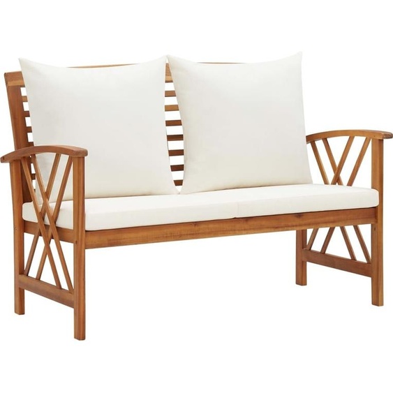 The Living Store Banc de jardin avec coussins 119 cm bois massif acacia