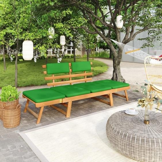 The Living Store Banc de jardin avec coussins 2-en-1 190 cm bois massif acacia