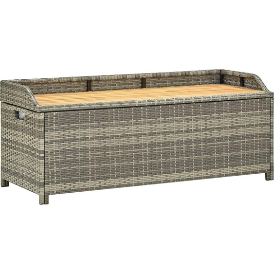 The Living Store Banc de jardin avec rangement 120 cm Poly rotin gris