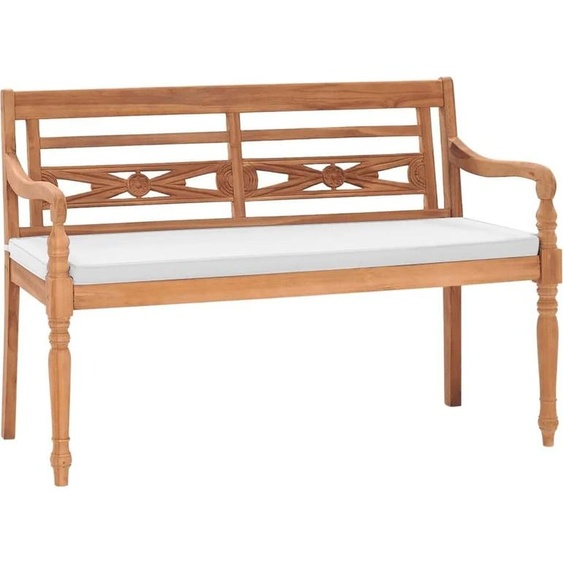 The Living Store Banc de jardin Batavia avec coussins 120 cm teck
