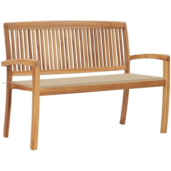 The Living Store Banc de jardin empilable avec support 128,5 cm en teck massif