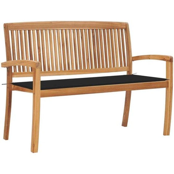 The Living Store Banc de jardin empilable avec support 128,5 cm en teck massif
