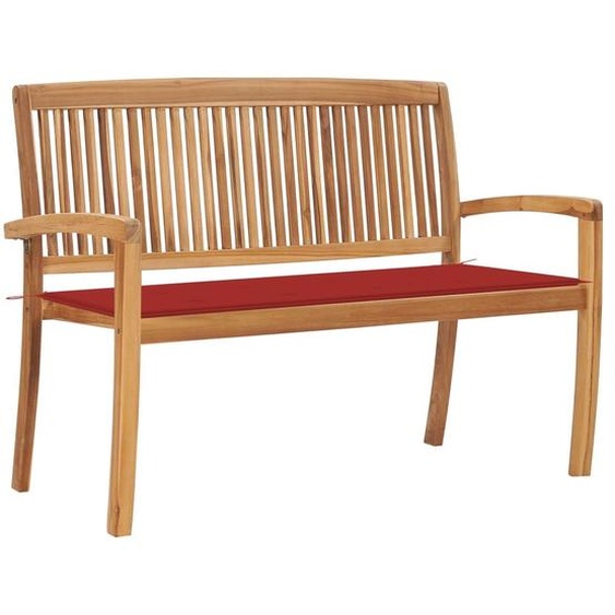 The Living Store Banc de jardin empilable avec support 128,5 cm en teck massif