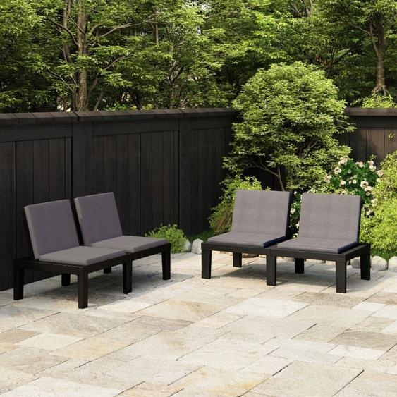 The Living Store Bancs de jardin avec coussins 2 pcs. Plastique gris