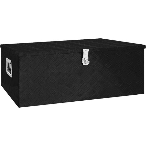 The Living Store Boîte de rangement noire 100x55x37 cm Aluminium