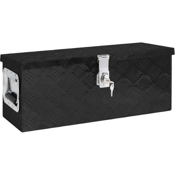 The Living Store Boîte de rangement noire 60x23,5x23 cm Aluminium