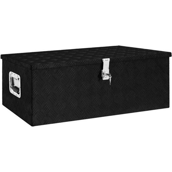 The Living Store Boîte de rangement noire 90x47x33,5 cm Aluminium