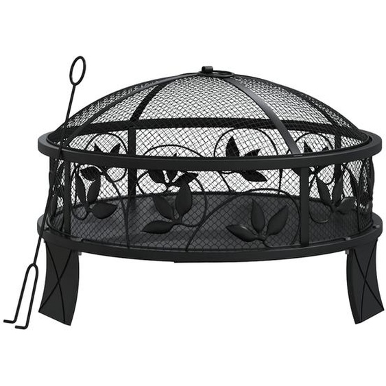 The Living Store Bol de feu avec tisonnier 50 cm XXL Acier