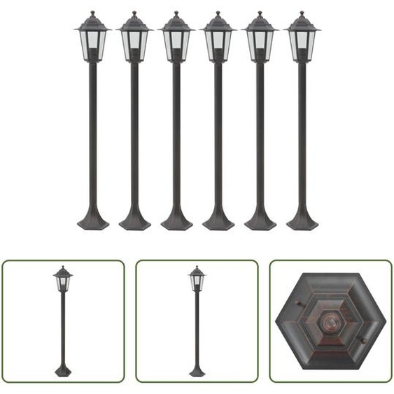 The Living Store Borne déclairage de jardin 6 pcs. E27 110 cm aluminium bronze