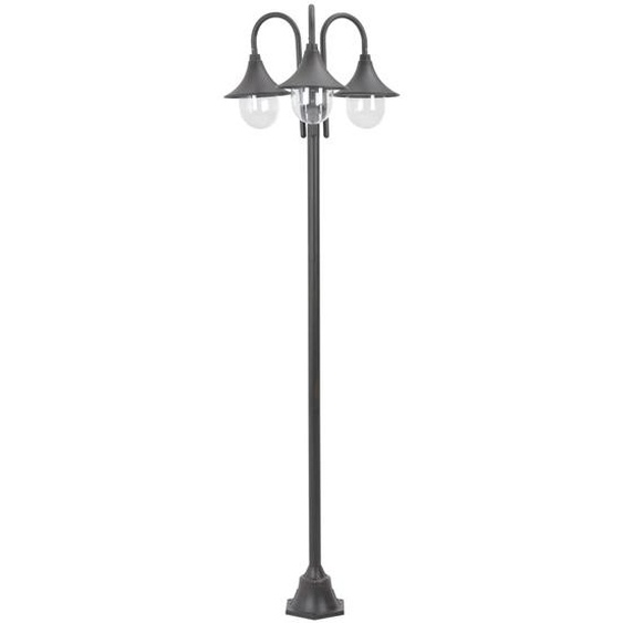 The Living Store Borne déclairage de jardin E27 220 cm aluminium 3-lanternes bronze