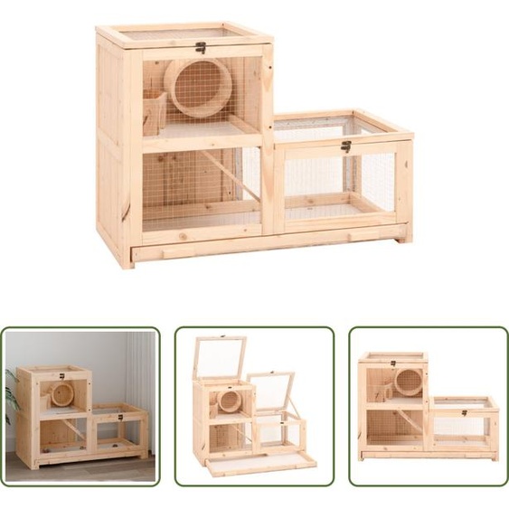 The Living Store Cage à hamster 81x40x60 cm Sapin massif