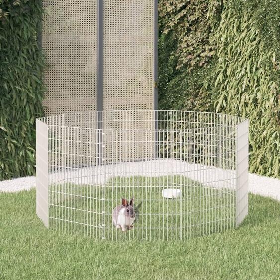The Living Store Cage à lapins 10 panneaux 54x80 cm Fer galvanisé