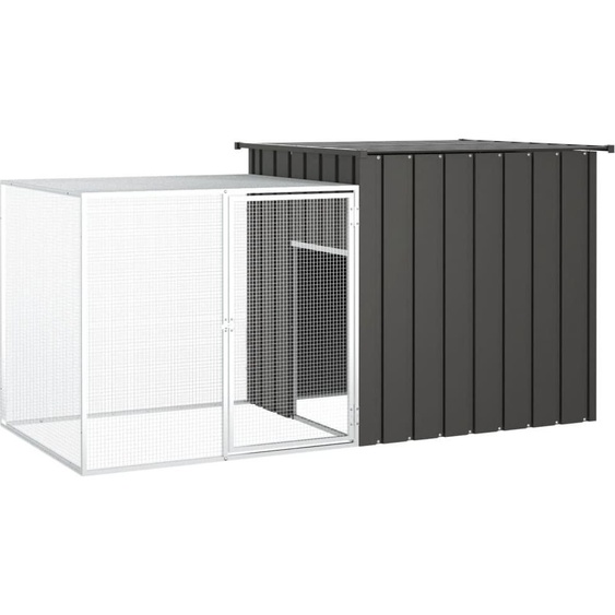 The Living Store Cage à lapins Anthracite 200x91x100 cm Acier galvanisé