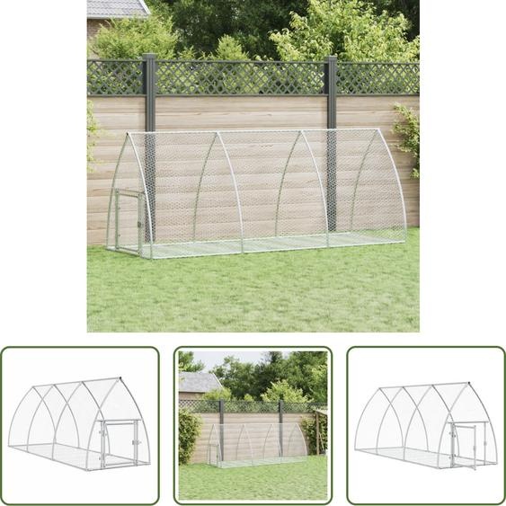 The Living Store Cage à lapins Argentée 300x105x120 cm Acier galvanisé
