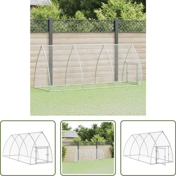 The Living Store Cage à poules Argentée 300x105x120 cm Acier galvanisé