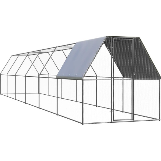 The Living Store Cage à poules dextérieur 2x12x2 m Acier galvanisé