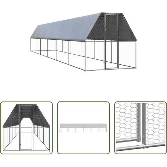 The Living Store Cage à poules dextérieur 2x12x2 m Acier galvanisé