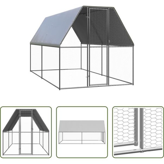 The Living Store Cage à poules dextérieur 2x4x2 m Acier galvanisé