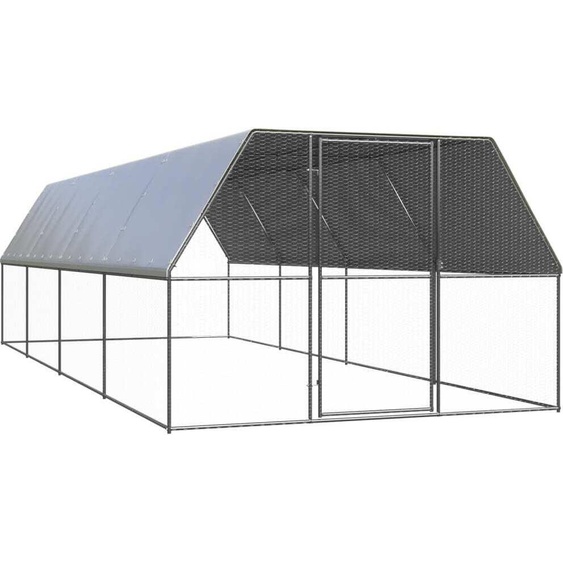 The Living Store Cage à poules dextérieur 3x8x2 m Acier galvanisé