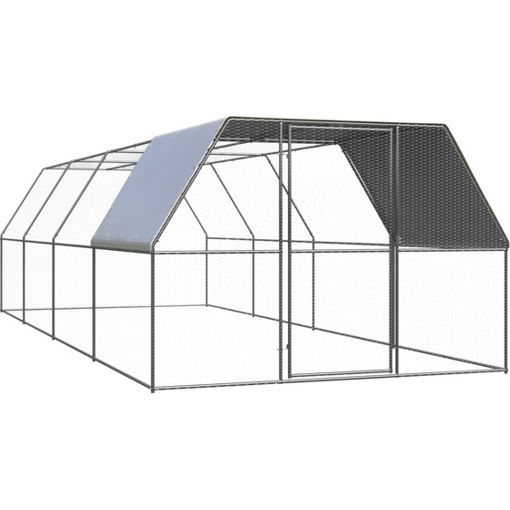 The Living Store Cage à poules dextérieur 3x8x2 m Acier galvanisé