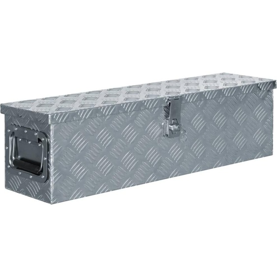 The Living Store Caisse en aluminium 80,5×22×22 cm finition argentée