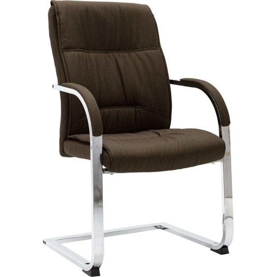 The Living Store Chaise de bureau à piétement luge Marron Tissu