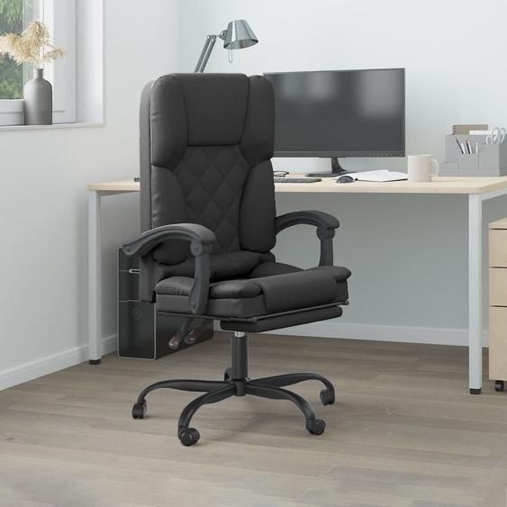 The Living Store Chaise de bureau avec fonction massage Noir similicuir