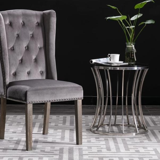 The Living Store Chaise de salle à manger Gris velours