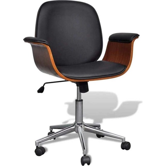 The Living Store Chaise pivotante avec accoudoirs Bois courbé et similicuir