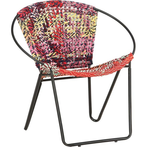 The Living Store Chaise Tissu Chindi multicolore