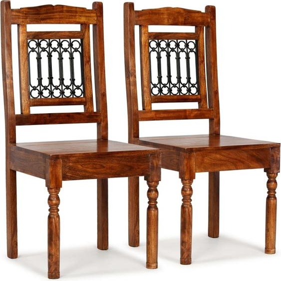 The Living Store Chaises de salle à manger 2 pcs. Bois massif avec finition couleur miel