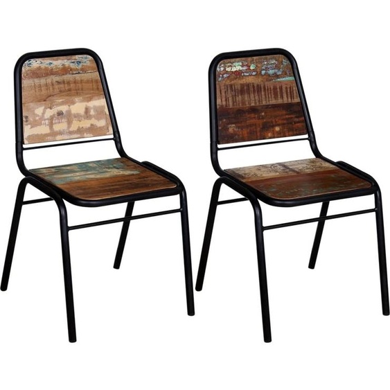 The Living Store Chaises de salle à manger 2 pcs. Vieux bois massif